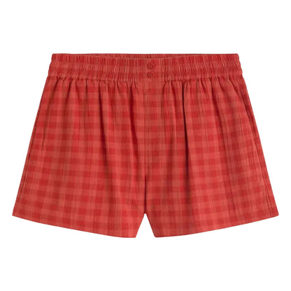 Red Checks Seersucker Geraldine Shorts