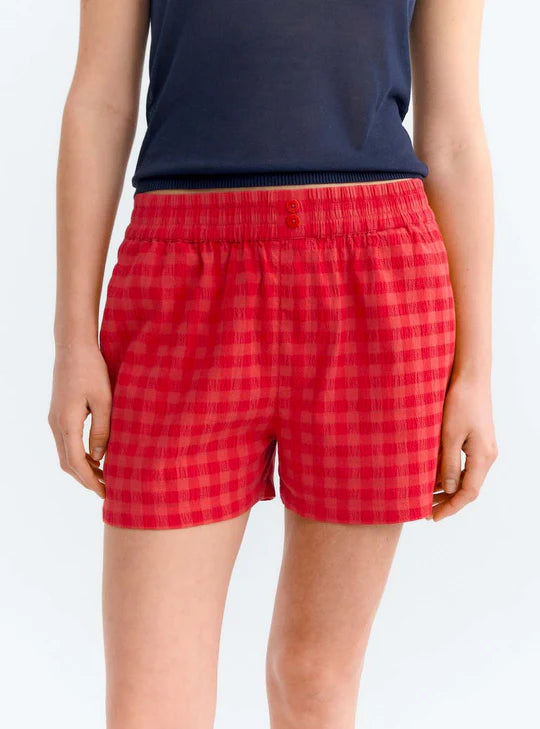 Red Checks Seersucker Geraldine Shorts