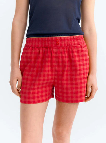 Red Checks Seersucker Geraldine Shorts