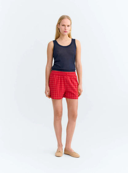 Red Checks Seersucker Geraldine Shorts