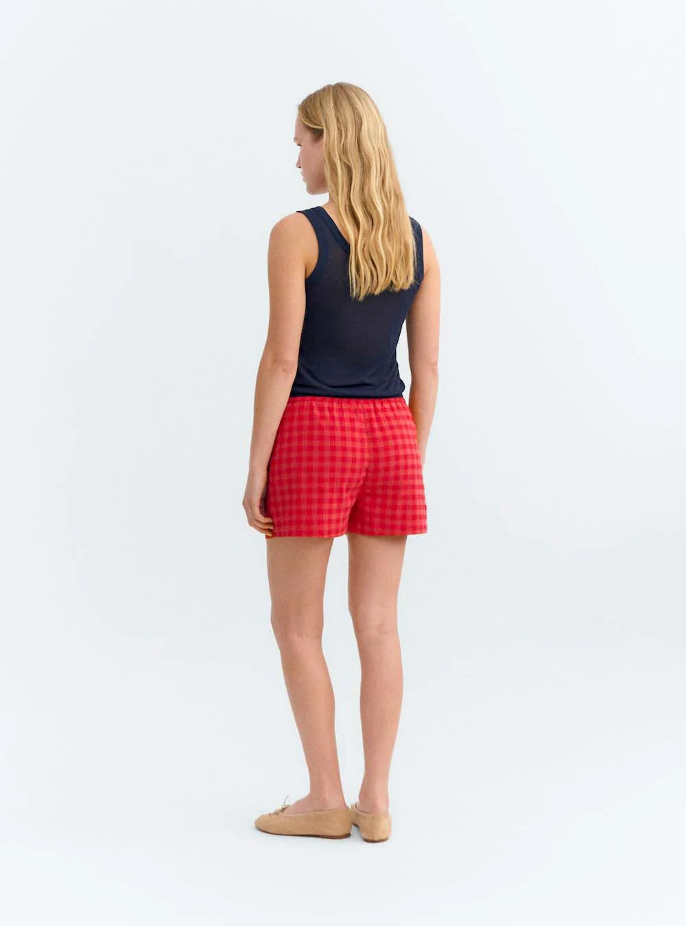 Red Checks Seersucker Geraldine Shorts