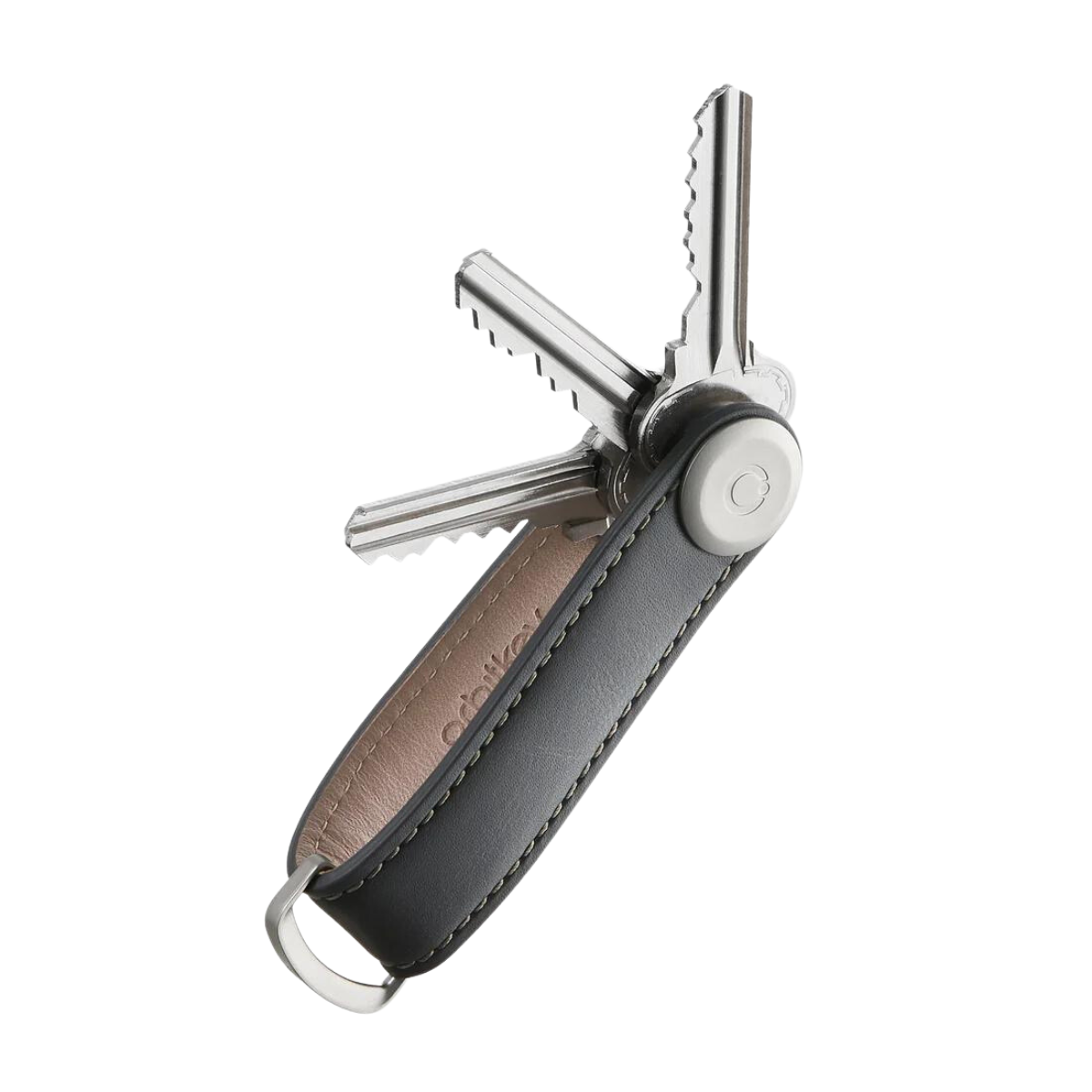 Leather Key Organiser (Silver) Charcoal/ Grey