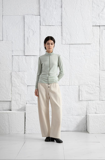 Exposed Seam Turtleneck Top