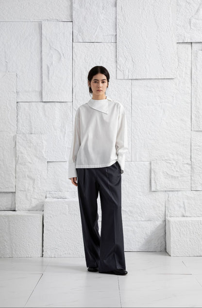 Wool Pinstriped Trousers