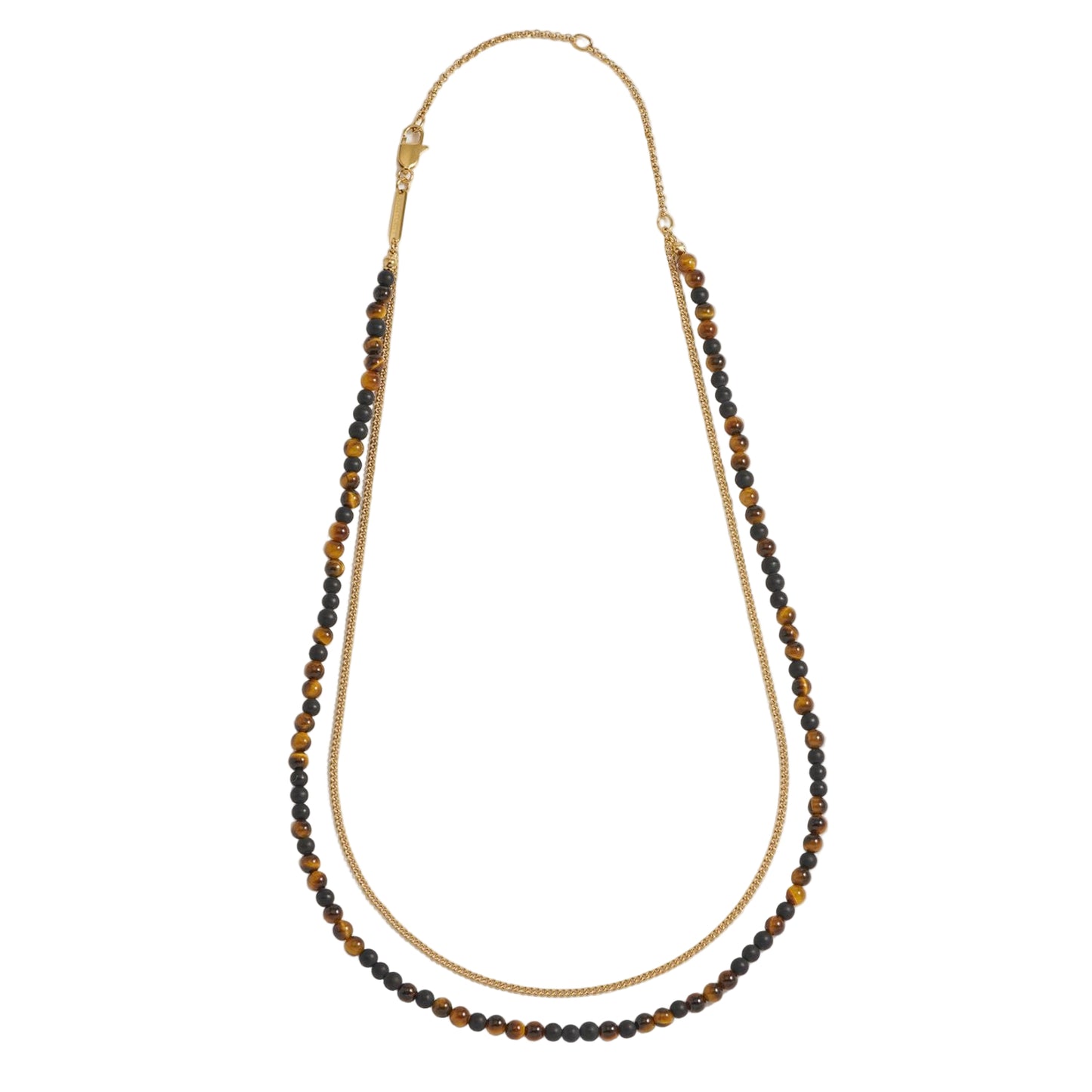 Mixed Tigers Eye And Matt Black Onyx Double Necklace