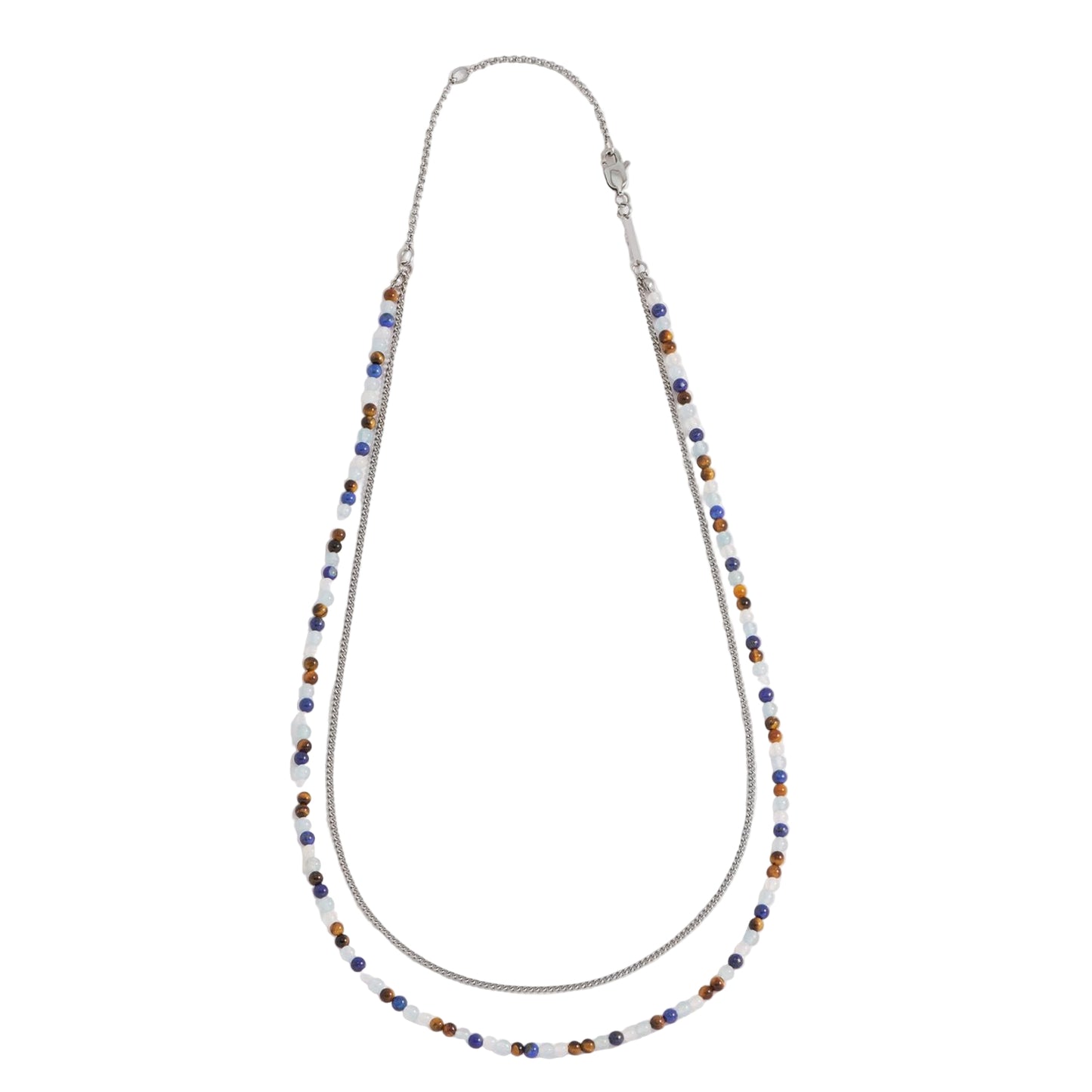 Mixed Gemstone And Chain Duo Necklace