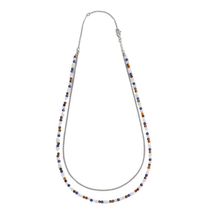 Mixed Gemstone And Chain Duo Necklace