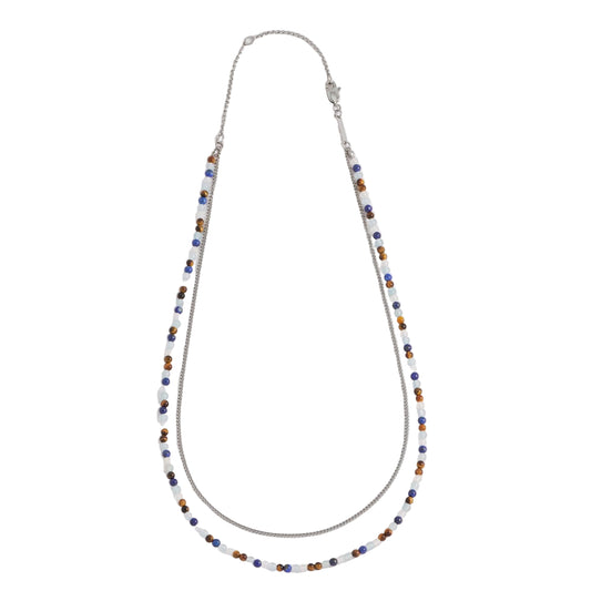 Mixed Gemstone And Chain Duo Necklace