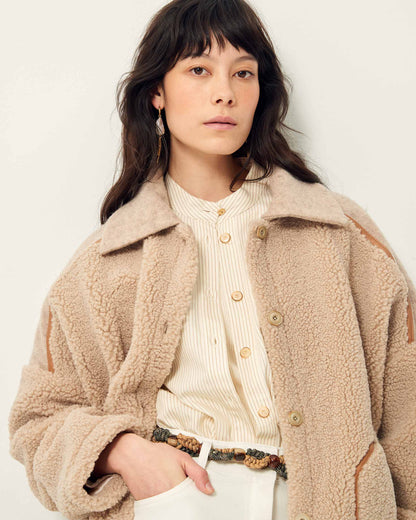 Icy Rocky Manteau Ample Bi-Matiere