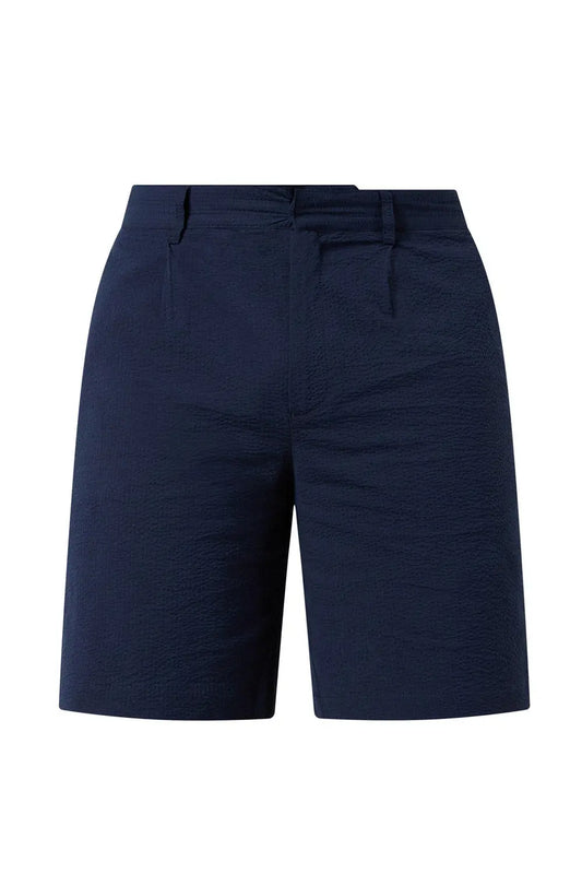 Taupe Pleat Linton Short Navy