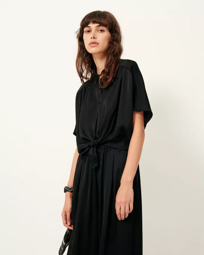 Night Alfassa Tied Short Sleeve Blouse