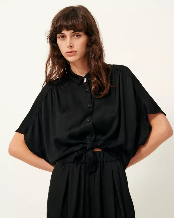 Night Alfassa Tied Short Sleeve Blouse