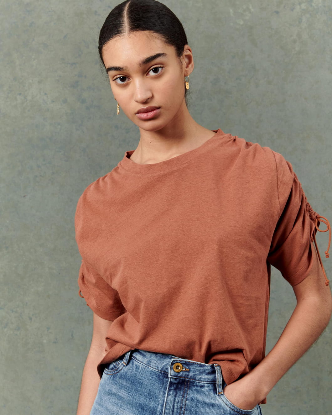 LOLENCO T Shirt Manche Couliss Mocha Mousse