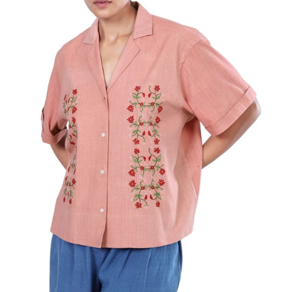 Relaxed Fit Camp Collar Short Sleeve Shirt