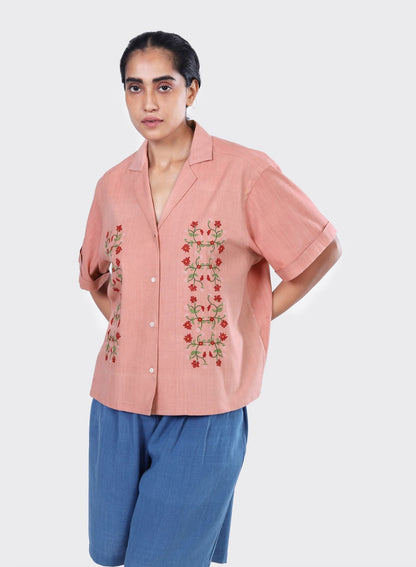 Relaxed Fit Camp Collar Short Sleeve Shirt