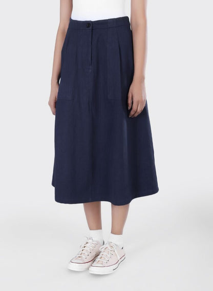 Workwear Pleated Mid Calf Skirt