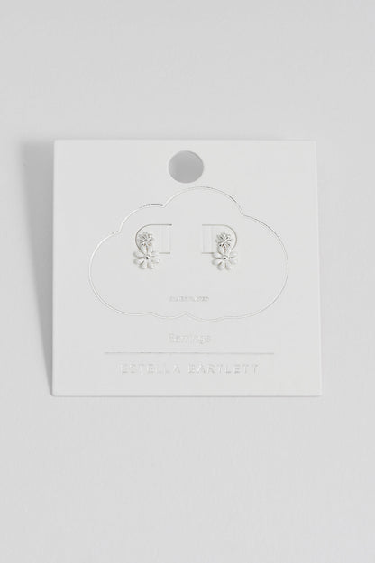 White Enamel Double Flower Studs