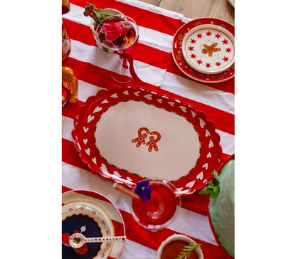 Large Oval Plate Heart and Gingerbread Man