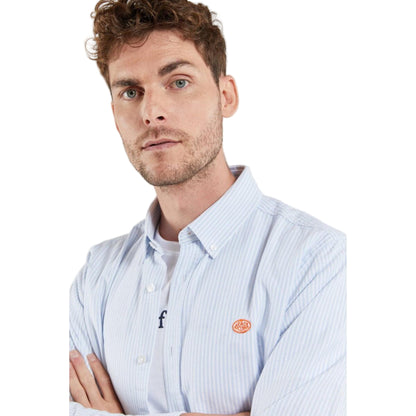 Straight Long Sleeve Buttoned Collar Shirt