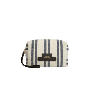 Cosmetic Pouch Dk Brown X Canvas Stripes