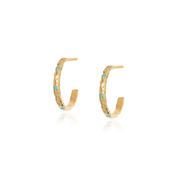 Ammos Stardust Mini Hoops Gold Plated