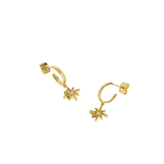 North Star CZ Charm Hoops
