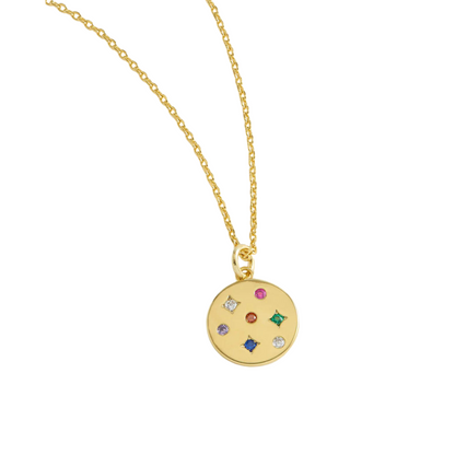 Rainbow CZ Coin Necklace