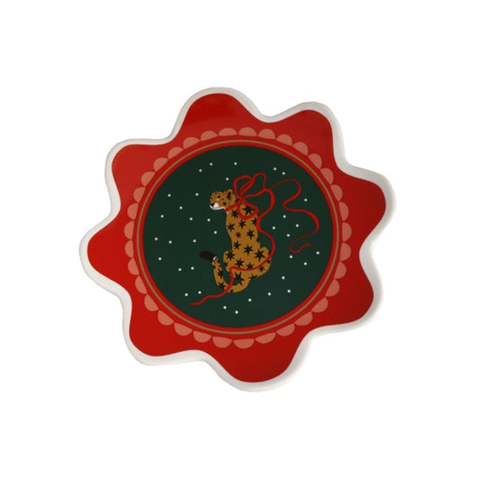 Serving Plate Leopard and Bow