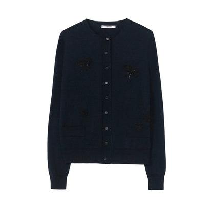Merino Wool Embellished Cardigan