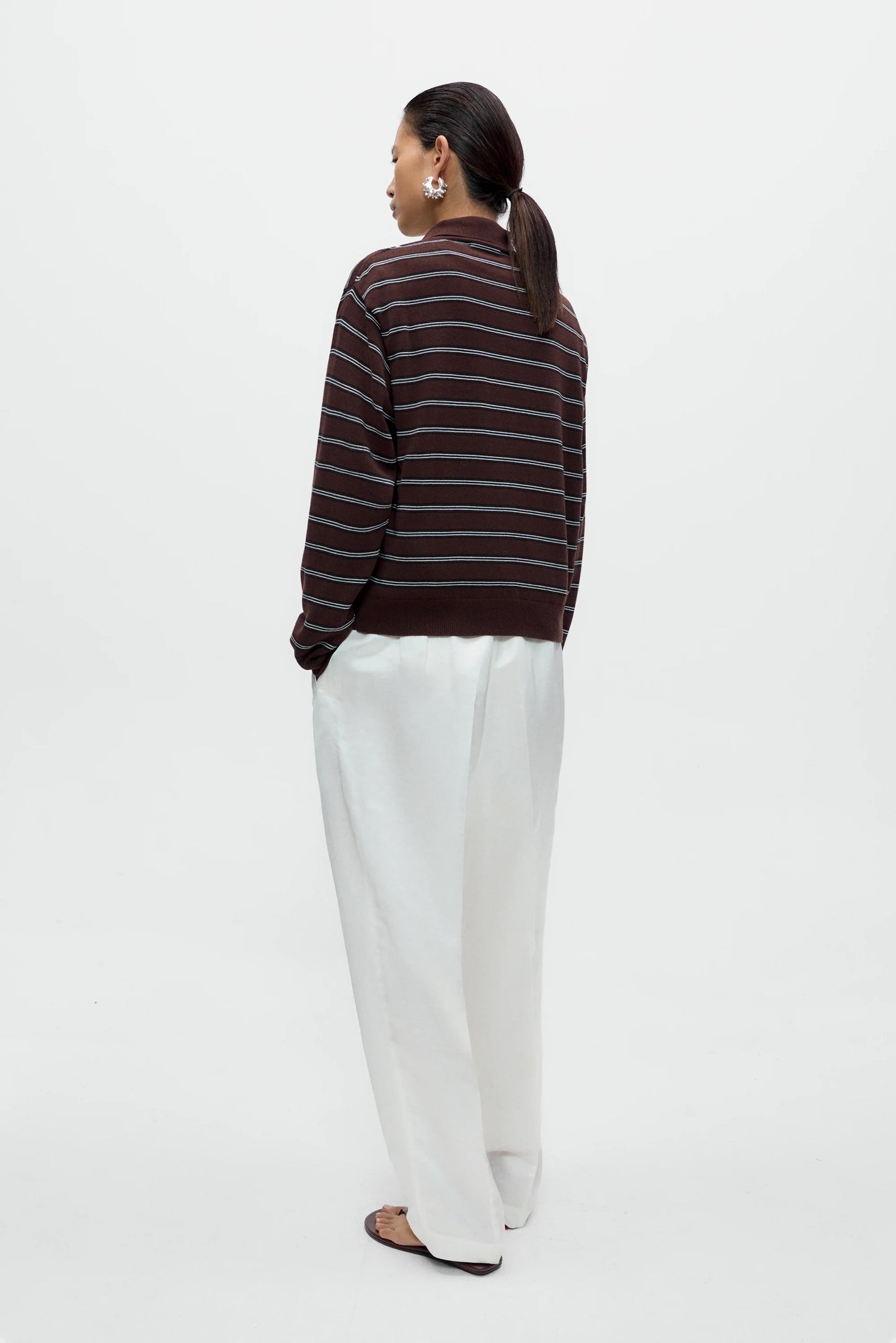Organic Cotton Striped Polo Cardigan