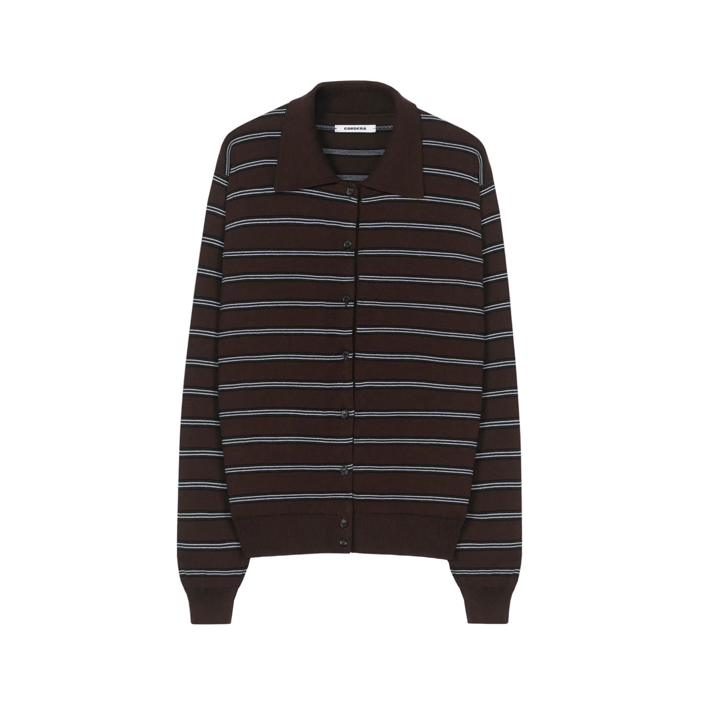 Organic Cotton Striped Polo Cardigan