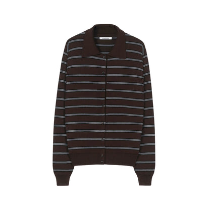 Organic Cotton Striped Polo Cardigan