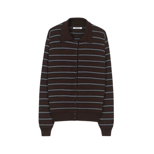 Organic Cotton Striped Polo Cardigan