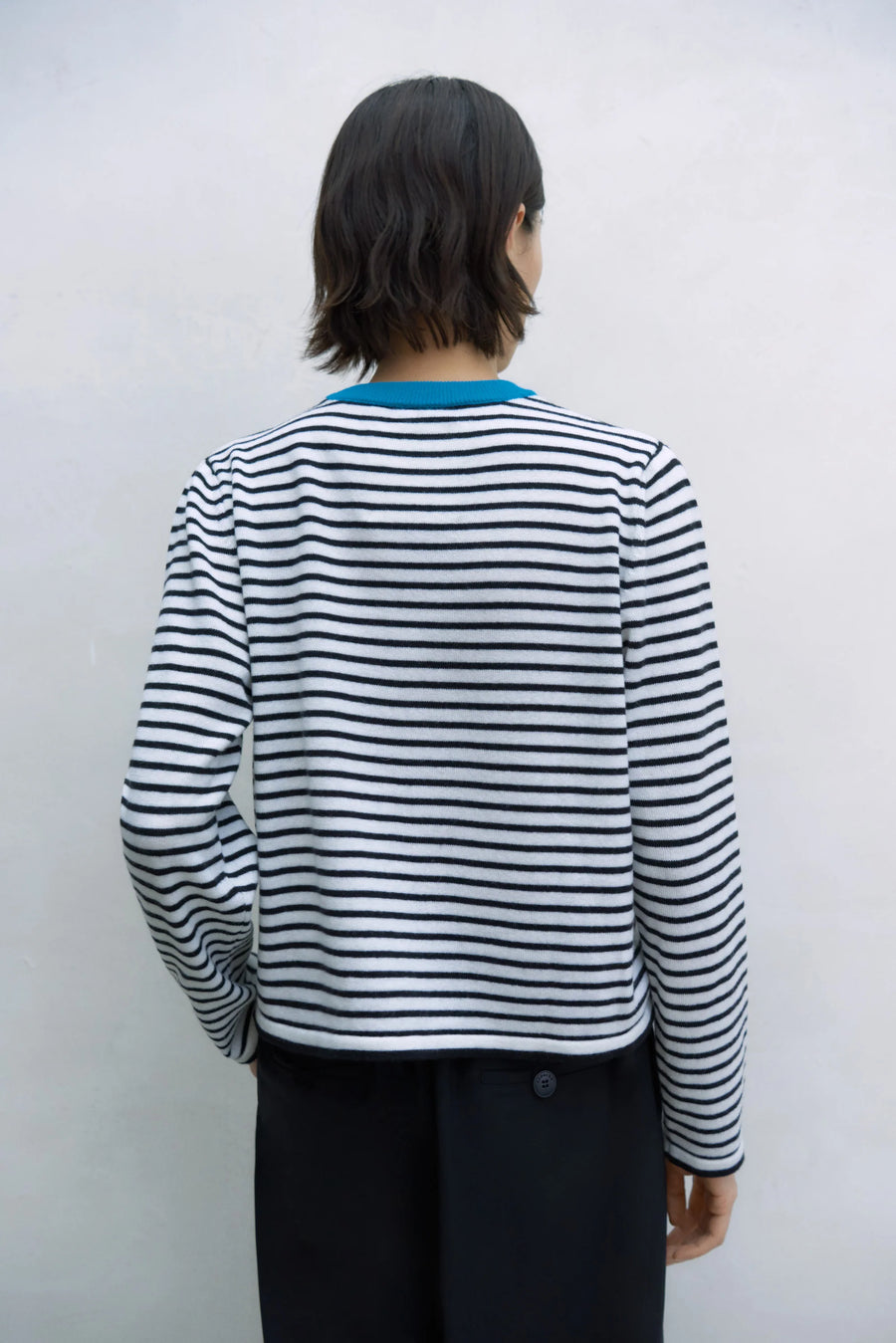 Merino Wool Striped T-Shirt Blue/White