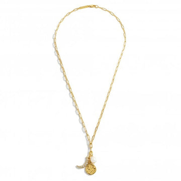 Moon And Pearl Multi Lariat Necklace Gold Plated