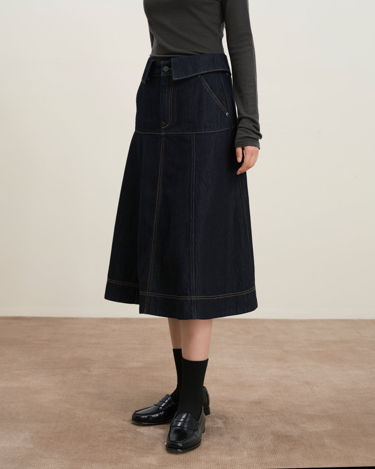 Collared A-Line Skirt