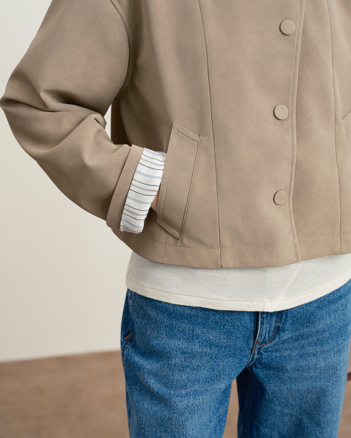 Faux Suede Worker Jacket