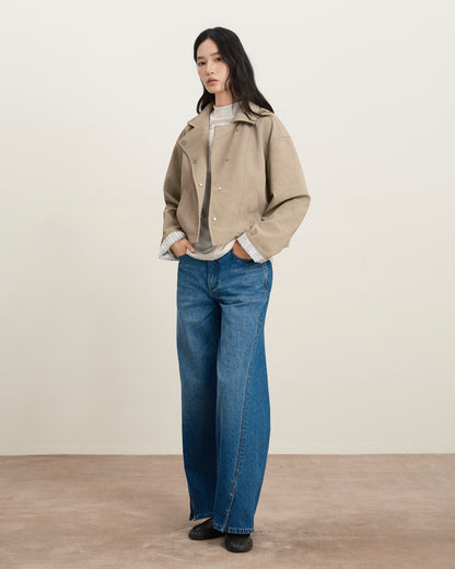 Faux Suede Worker Jacket