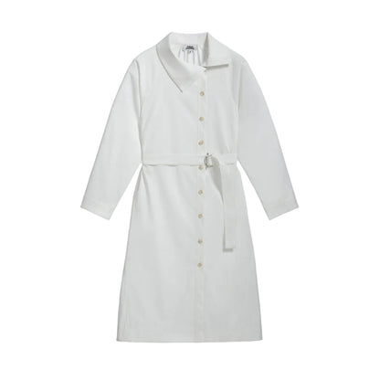 Folded Collar Shirt Dress