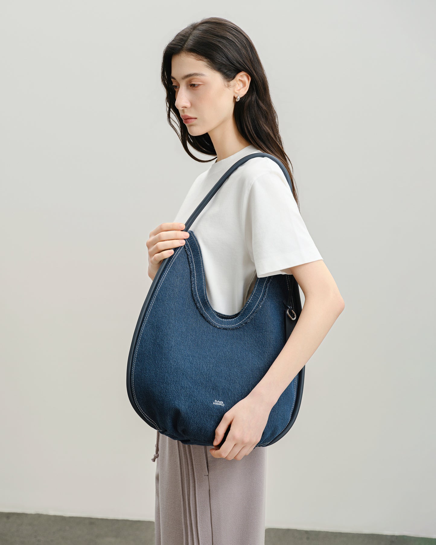 Large Teardrop Denim Hobo