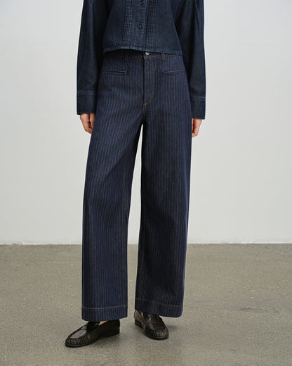 Pinstripe Wide Leg Jeans