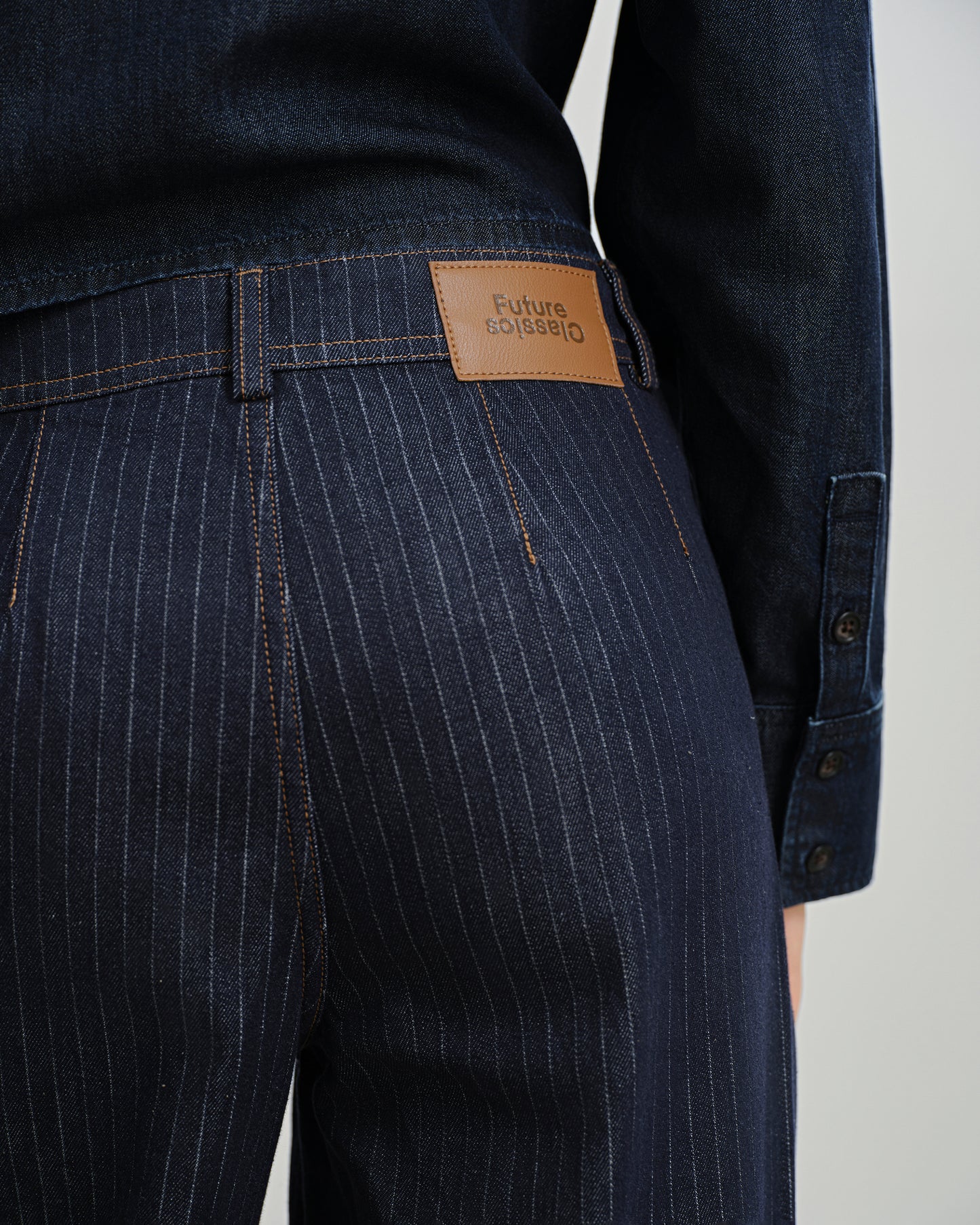 Pinstripe Wide Leg Jeans