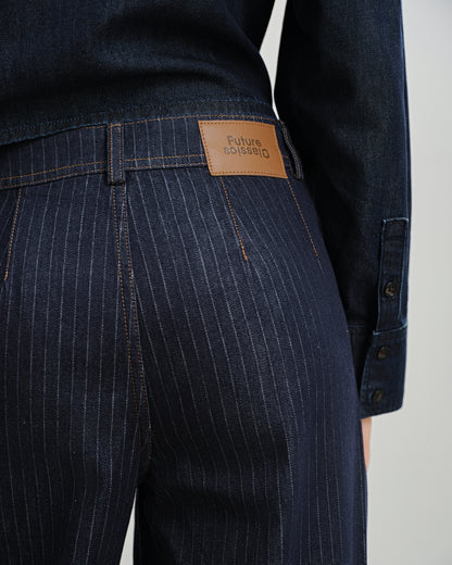 Pinstripe Wide Leg Jeans