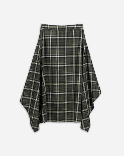 Plaid Asymmetric Drape Skirt