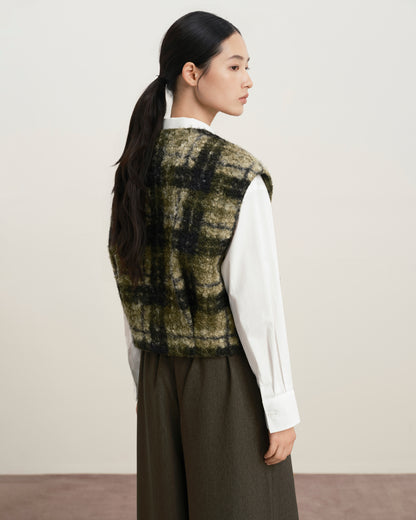Plaid Teddy Pile Vest