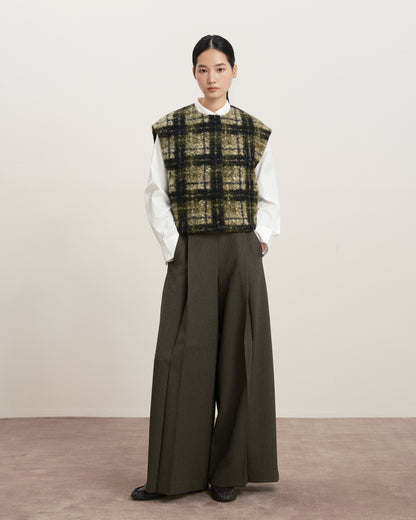 Plaid Teddy Pile Vest