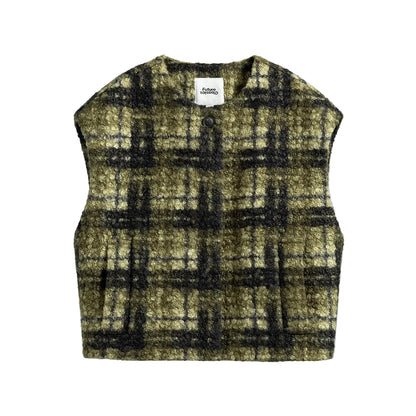 Plaid Teddy Pile Vest