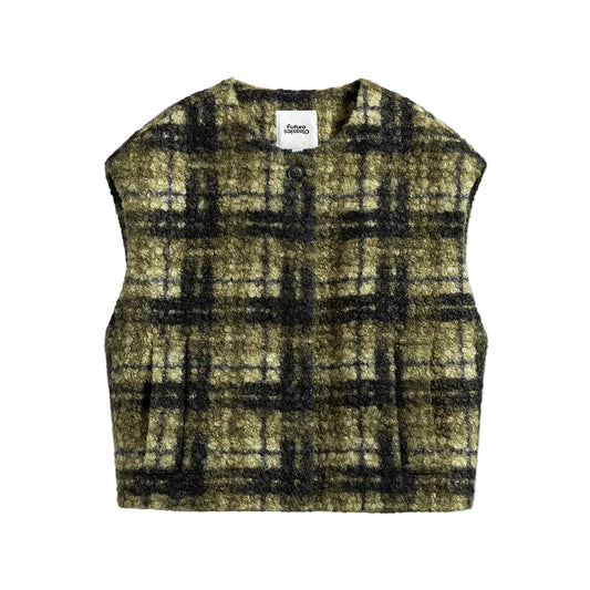 Plaid Teddy Pile Vest