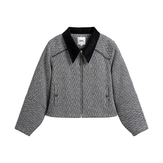 Pointed Collar Tweed Jacket