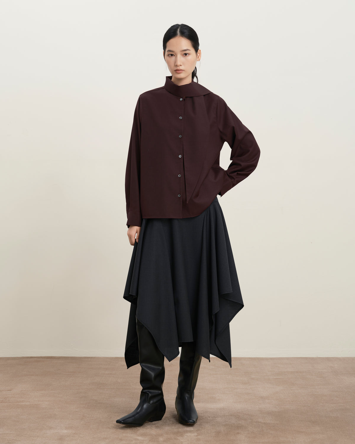 Scarf Collar Shirt